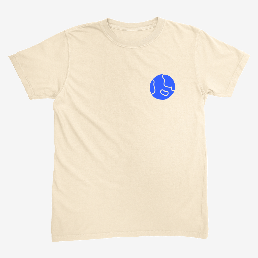 "To The Ends Of The Earth" Ivory/Blue Tee